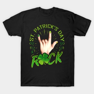 Sign Of The Horns Hand Logo Rock Music St Patricks Day T-Shirt